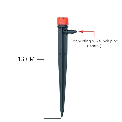 Miniatura 3 de 50 emisores de goteo para tubos de riego por goteo de 1/4 pulgadas, goteros de flujo de agua ajustables de 360 grados en estaca de flecha de 5