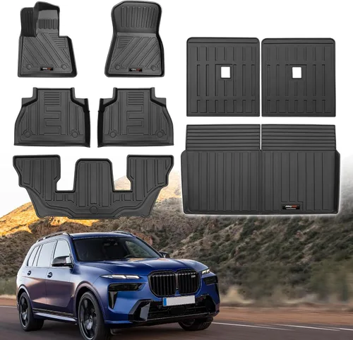 Alfombrillas personalizadas para BMW X7 2019-2025 2026 de 6 asientos, 3 filas de forro de maletero de carga y tercer respaldo, alfombrillas de
