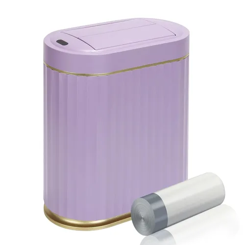 Miniatura 11 de ELPHECO - Bote de basura de baño con tapa mariposa, cubo de basura con sensor de movimiento para baño, bote de basura automático, papelera de baño