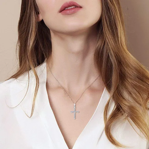 Miniatura 2 de Carleen Yellow Gold Plated Sterling Silver Cubic Zirconia CZ Simulated Diamond Cross Crucifix Pendant Necklace Jewelry Easter Gift for Women Girls