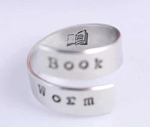 Miniatura 2 de Anillo ondulado Book Worm Anillo ondulado Para amantes de los libros regalo para lectores