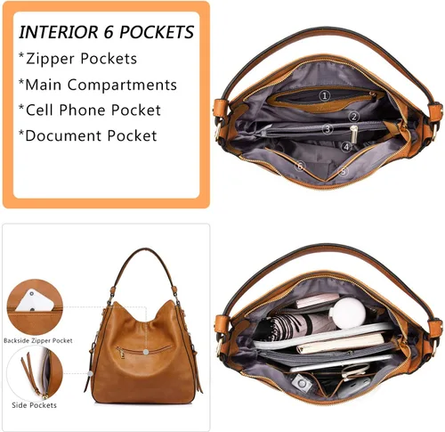 Miniatura 5 de Bolsas de diseñador de estilo hobo, grandes, de cuero sintético, para mujer