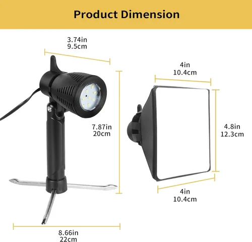 Miniatura 6 de Meking Mini kit de iluminación para fotografía Softbox, lámpara LED de mesa de 2700 K, sistema de iluminación cálida continua para pequeños luz