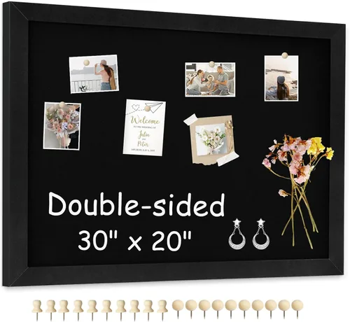Miniatura 22 de Tablero de corcho de doble cara con lino, tablero de anuncios pequeño con marco de madera colgante de 12 x 12 pulgadas, kit de tablero de visión