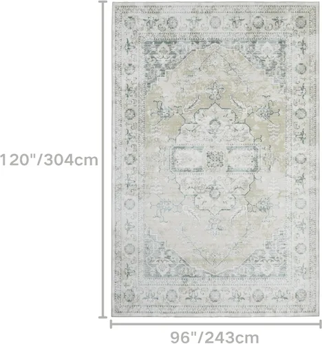 Miniatura 449 de Syalife 4x6 Alfombra Lavable para Área, Ultra Suave Antideslizante, Pila Baja, Alfombra Vintage Resistente a Manchas para Sala de Estar, Alfombra