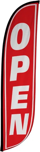 Miniatura 9 de LookOurWay Bandera de plumas – 12 pies de alto cartel publicitario solo bandera swooper, sin postes – banderas de gran apertura – rojo Abierto