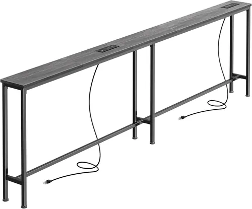 Miniatura 17 de SUPERJARE AST001Z - Mesa de sofá de 79 pulgadas con 2 tomas de corriente y puertos USB-C, mesa consola estrecha de 5.9 pulgadas con almacenamiento