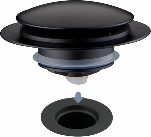 Tapón de Desagüe de Bañera Negro Mate, Hidrop Tapón de Desagüe Universal Pop Up Tip Toe para Bañera, Se Ajusta de 1.375 a 1.5 Pulgadas, Reemplaza