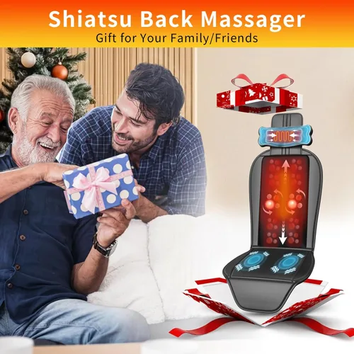 Miniatura 9 de Masajeador de espalda Shiatsu con calor, almohadilla para silla de masaje para espalda completa, masajeador de silla con soporte para el cuello
