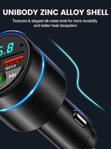 Miniatura 8 de RIWUSI Transmisor FM para automóvil Bluetooth 5.3, [Todo Metal] PD 30 W y QC3.0 18 W cargador rápido para automóvil, Kit de radio FM inalámbrica