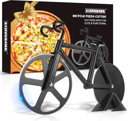Rueda de corte de pizza en forma de bicicleta - Regalos para ciclistas, hombres, papá, amantes de las bicicletas - Divertidos aparatos de cocina -