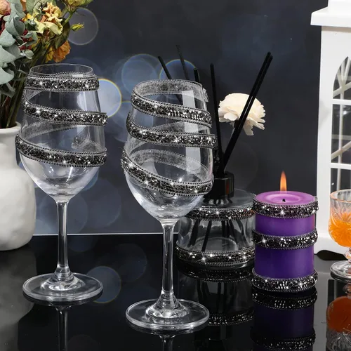 Miniatura 2 de Hicarer 3 yardas de cintas de diamantes de imitación de resina para boda, cinta autoadhesiva de diamantes de cristal, rollo de cinta de resina