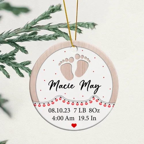 Miniatura 3 de Adorno de cerámica personalizado para la primera Navidad del bebé 2026, adorno de cerámica personalizado para la primera Navidad, estadísticas