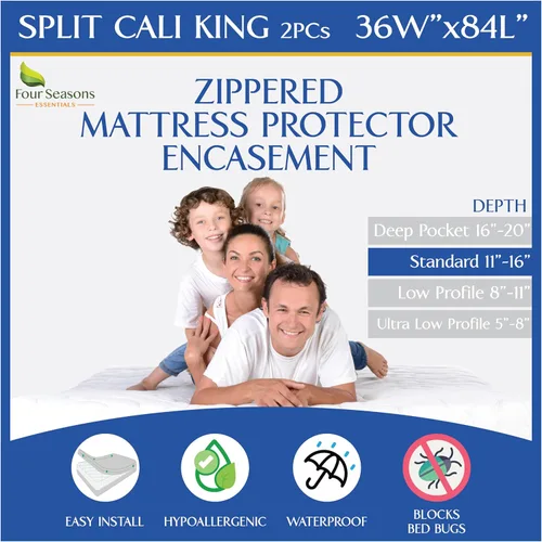 Miniatura 16 de Protector de Colchón RV Short Queen (60" de ancho x 75" L) Funda Impermeable con Cremallera Hipoalergénica Premium Protege Contra Chinches, Polvo