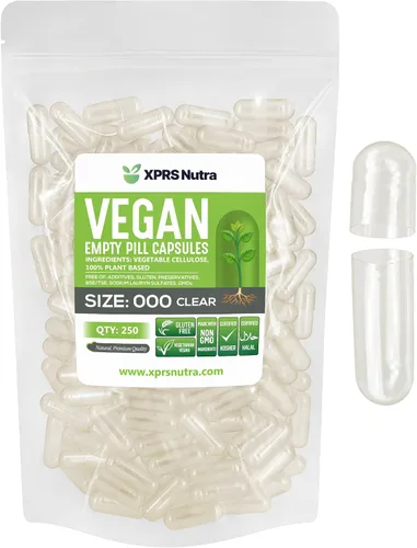 Miniatura 8 de XPRS Nutra Cápsulas vacías de tamaño vegano 000 – 100 cápsulas veganas vacías transparentes – Píldora vegetariana – Relleno de cápsulas vegetales
