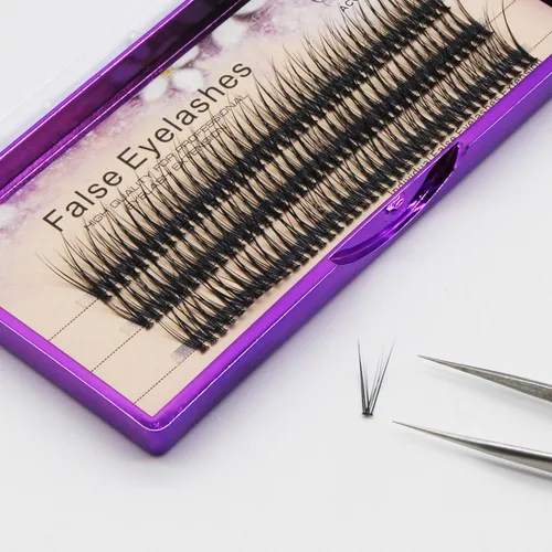 Miniatura 7 de Bodermincer 120 piezas de 0.004 in de grosor hechas a mano, cola de pez, pestañas postizas gruesas, naturales, largas, negras, individuales