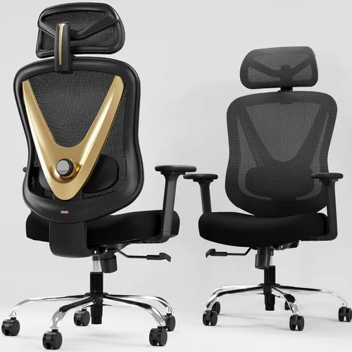 Miniatura 6 de HOLLUDLE Silla de oficina ergonómica de malla, soporte lumbar ajustable 3D y reposabrazos 3D, respaldo en forma de V, silla de escritorio ajustable