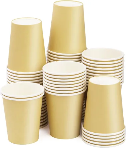 Miniatura 22 de Vasos de papel de 8 onzas, paquete de 25 unidades, vasos de café de papel desechables, para bebidas calientes o frías, para Halloween, fiestas, Negro