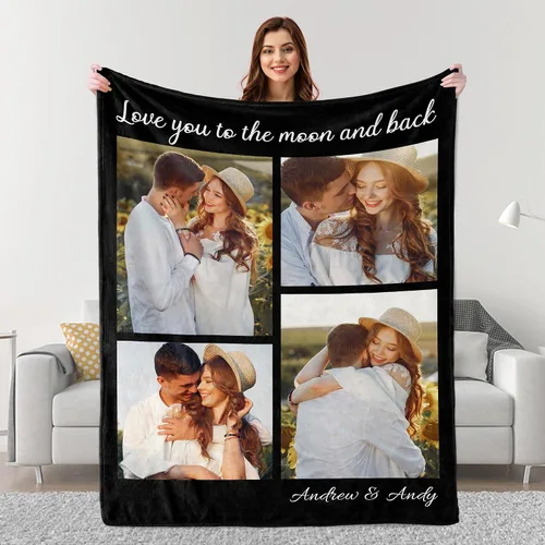 Miniatura 17 de Mantas personalizadas con fotos, regalos personalizados para parejas para esposa, marido, novia, novio, manta con imagen personalizada "I Love You