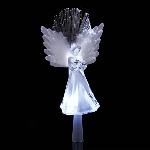 Miniatura 7 de Alpine Corporation Adorno para la Copa del Árbol de Ángel de 11 pulgadas de alto con alas de fibra óptica y luz LED, con función de temporizador