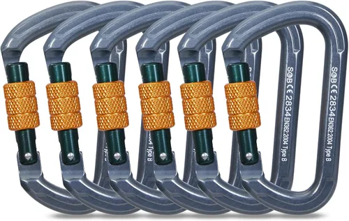 Miniatura 16 de SOB Clips de mosquetón de escalada con bloqueo automático, conector de mosquetón asimétrico de alta resistencia utilizado para rappel