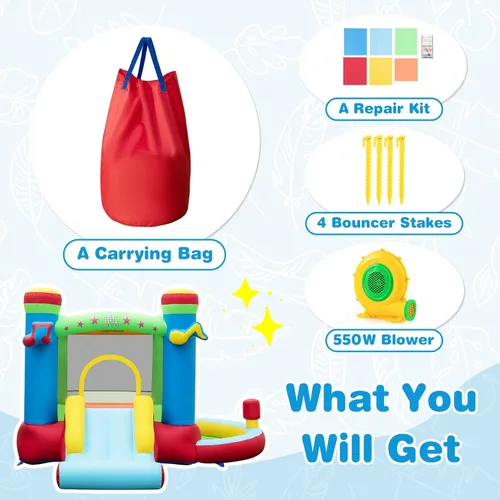 Miniatura 6 de Casa de rebote inflable BOUNTECH con pozo de bolas, casa hinchable para niños en interiores y exteriores con gran área de salto, aro de baloncesto