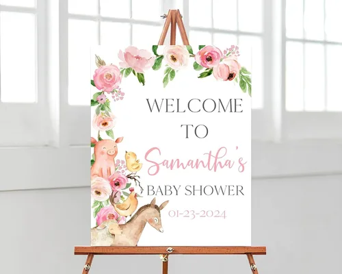 Miniatura 16 de Plantilla de letrero de bienvenida de baby shower de safari bohemio, letrero de baby shower de animales de selva editable, letrero de bienvenida