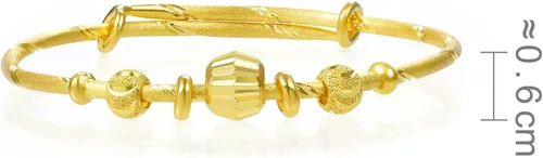Miniatura 4 de CHOW SANG SANG 999.9 24K oro sólido precio por peso 0.16 oz brazalete de cuentas de oro para tamaño pequeño 31738K Tamaño ajustable, Metal, No es