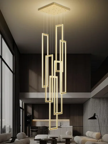Miniatura 28 de ykolupty Moderno candelabro LED ajustable colgante negro lámpara colgante 3 luces rectangulares candelabros para cocina, escalera de isla comedor