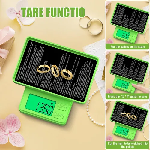Miniatura 5 de Escala de gramos digital de bolsillo, Diyife 1000g/0.01g de alta precisión, mini escala de 7 unidades de conversión con pantalla LCD, función