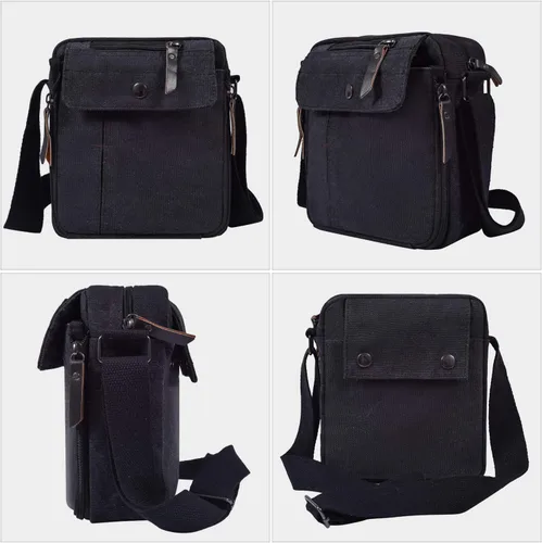Miniatura 4 de Canvas Small Messenger for Men Women, Mini Crossbody Shoulder Chest Travel Bag, Multi-pocket Purse