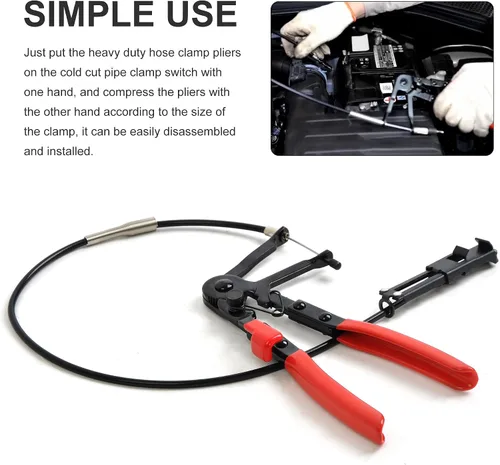 Miniatura 2 de Alicates de abrazadera de manguera flexible de 24" con herramienta de bloqueo para combustible, aceite y agua de 2 pies de largo alcance