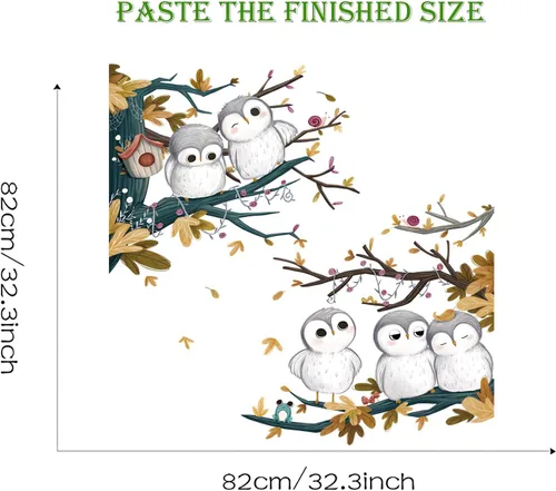 Miniatura 6 de Calcomanías de pared de lindos búhos pequeños, calcomanías de pared de animales de dibujos animados de sacinora para bricolaje, vinilo extraíble