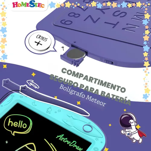 Miniatura 4 de [Certificado por ClimatePartner] HOMESTEC Astrodraw - Bloc de dibujo LCD colorido para niños, tablero de garabatos para niños de 3, 4, 5, 6 años