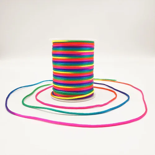Miniatura 16 de 2 mm 330 Pies de Cordón de Nylon Satinado para Hacer Joyería, Pulseras, Collares, Hilo para Enhebrar, Rattail, Macramé, Kumihimo, Nudo Chino
