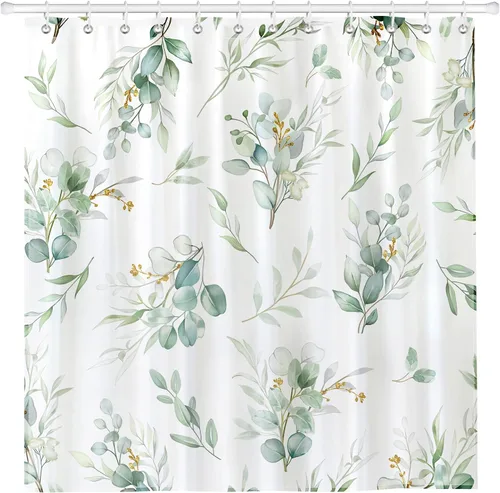 Miniatura 8 de Juego de cortinas de ducha de ramas de pájaro retro, cortinas de ducha de tela de poliéster impermeable con 12 ganchos para decoración del hogar, 72