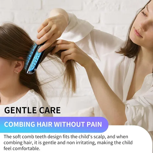 Miniatura 6 de Cepillo desenredante para el cabello, rápido de quitar el pelo anudado, cerdas súper suaves, antiestático, adecuado para cabello seco, húmedo y Azul