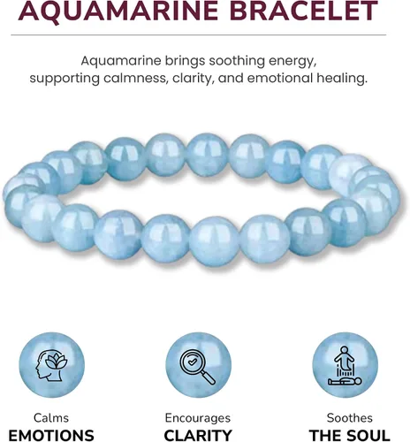 Miniatura 146 de Crystal Vibe Pulseras de cuentas de 0.315 in para mujeres y hombres, pulseras de cristal con piedras preciosas naturales, tamaño elástico ajustable
