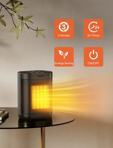 Miniatura 6 de Calentadores de espacio de 1500 W para uso en interiores, calentadores eléctricos de cerámica PTC con 4 modos, protección contra sobrecalentamiento