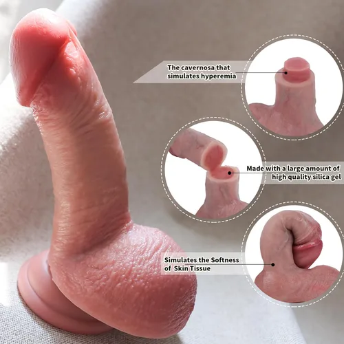 Miniatura 4 de Reproduction - Consoladores pequeños y realistas de 5 pulgadas para principiantes, consolador grueso real de silicona realista para adultos