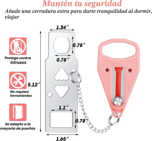 Miniatura 4 de AceMining Cerradura de puerta portátil de seguridad para el hogar, cerraduras de bloqueo de viaje para seguridad y privacidad adicionales, perfectas