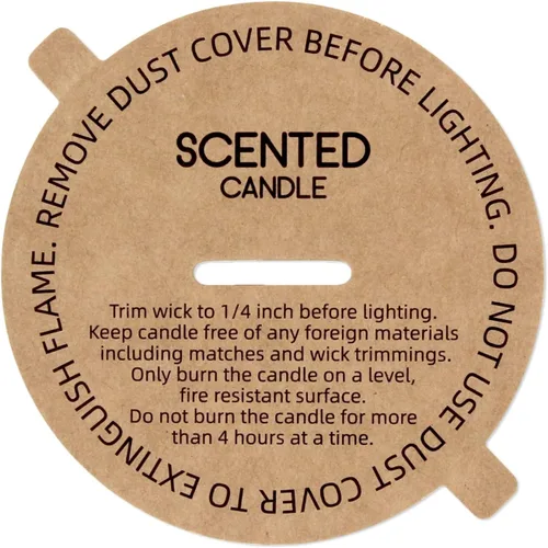 Miniatura 11 de CandMak Cubiertas antipolvo para velas, 48 piezas impresas de papel kraft con tapa antipolvo con lengüeta para hacer velas (12 tamaños)