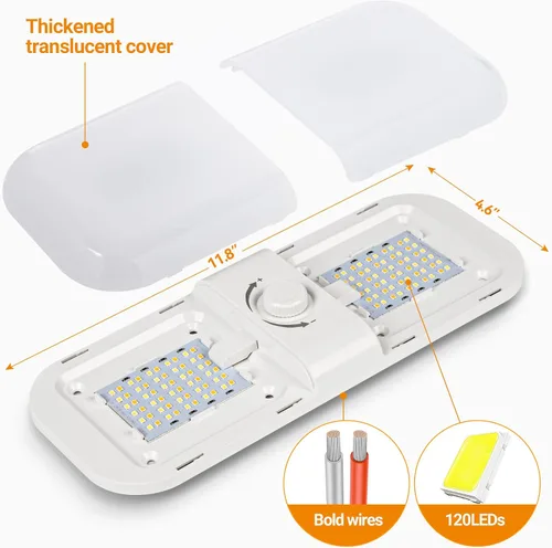 Miniatura 5 de CT CAPETRONIX Luces Interiores para RV 1700LM, Luces para Camper de 3 Colores TEM, Regulables 12v Voltios Luminaria de Luces LED, Luz de Cúpula