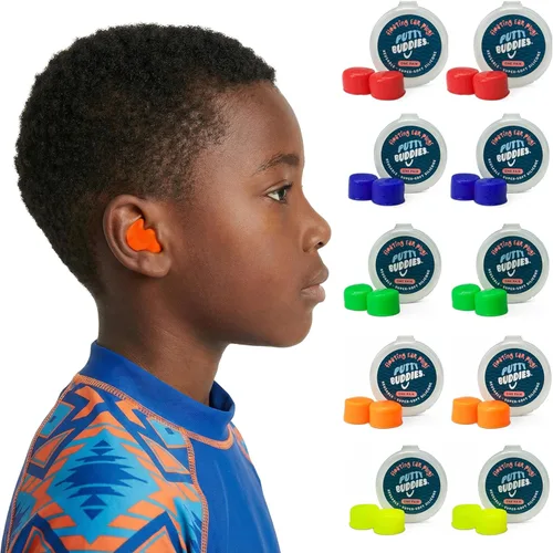 PUTTY BUDDIES, paquete de 10 pares de tapones para oídos flotantes, tapones para oídos de silicona suave para natación y baño, inventados por un