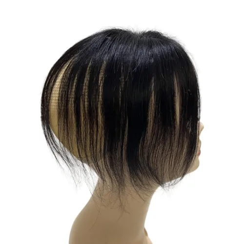 Miniatura 7 de Anemone Peluca de cabello humano con clip para mujer, 10 pulgadas, parte media, recto, extensiones de volumen para pérdida de cabello suave (negro)