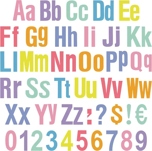 Miniatura 14 de Tenare Juego de 134 letras coloridas del alfabeto de 5 pulgadas, letras del alfabeto, números y recortes de puntuación para tablón de anuncios, Negro