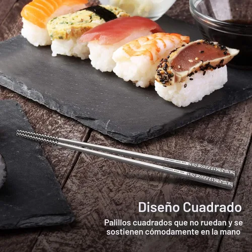 Miniatura 5 de Palillos de metal reutilizables de acero inoxidable 18/8, paquete múltiple, aptos para lavavajillas, bonitos palillos grabados con láser, Plateado