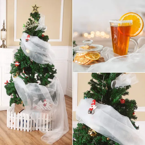 Miniatura 6 de 16 pies por 54 pulgadas de organza para vestido de gasa para decoración de disfraces de fantasía (blanco puro)