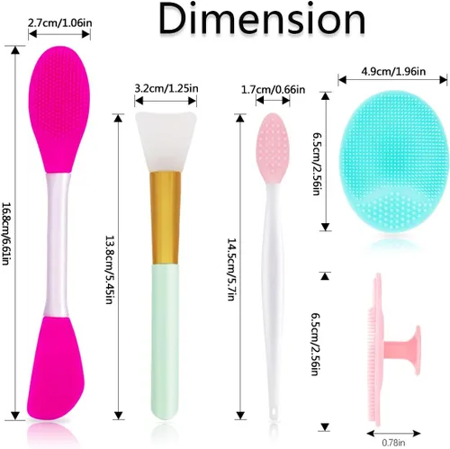 Miniatura 8 de Juego de 5 piezas de limpiador de silicona, cepillo para exfoliar labios, cepillo de limpieza facial de silicona, herramienta aplicadora facial y 2