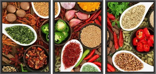 Miniatura 89 de wall26 Lienzo enmarcado para pared, juego de arte de hierbas, verduras y condimentos en madera, alimentos, fotografía cultural, realismo, paisaje